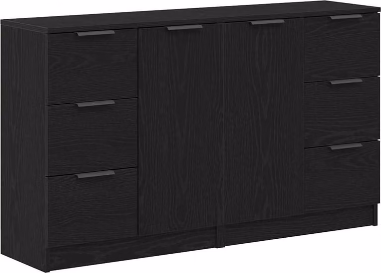Credenza Rovere Nero 120 x 30 x 70 cm Legno multistrato