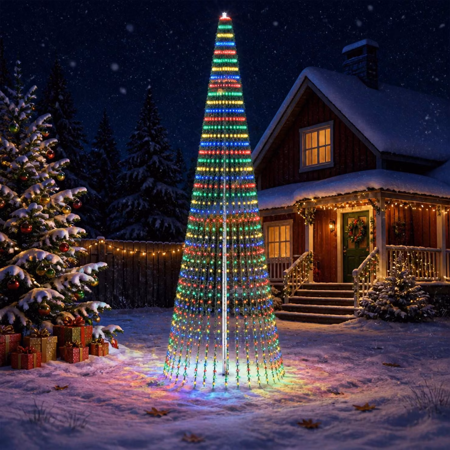 vidaXL Albero di Natale LED 470 cm 1504 LED Multicolore Acciaio Verde