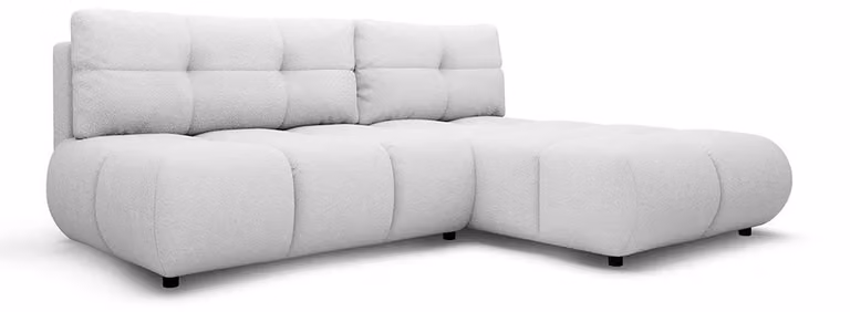 Divano a tre posti con funzione letto, modello Milorya, lato destro, colore porcellana