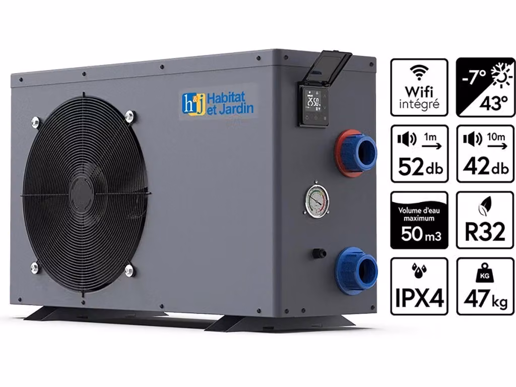 Pompa di calore Habitat Et Jardin da 9 kW con modulo Wi-Fi, colore grigio – 2