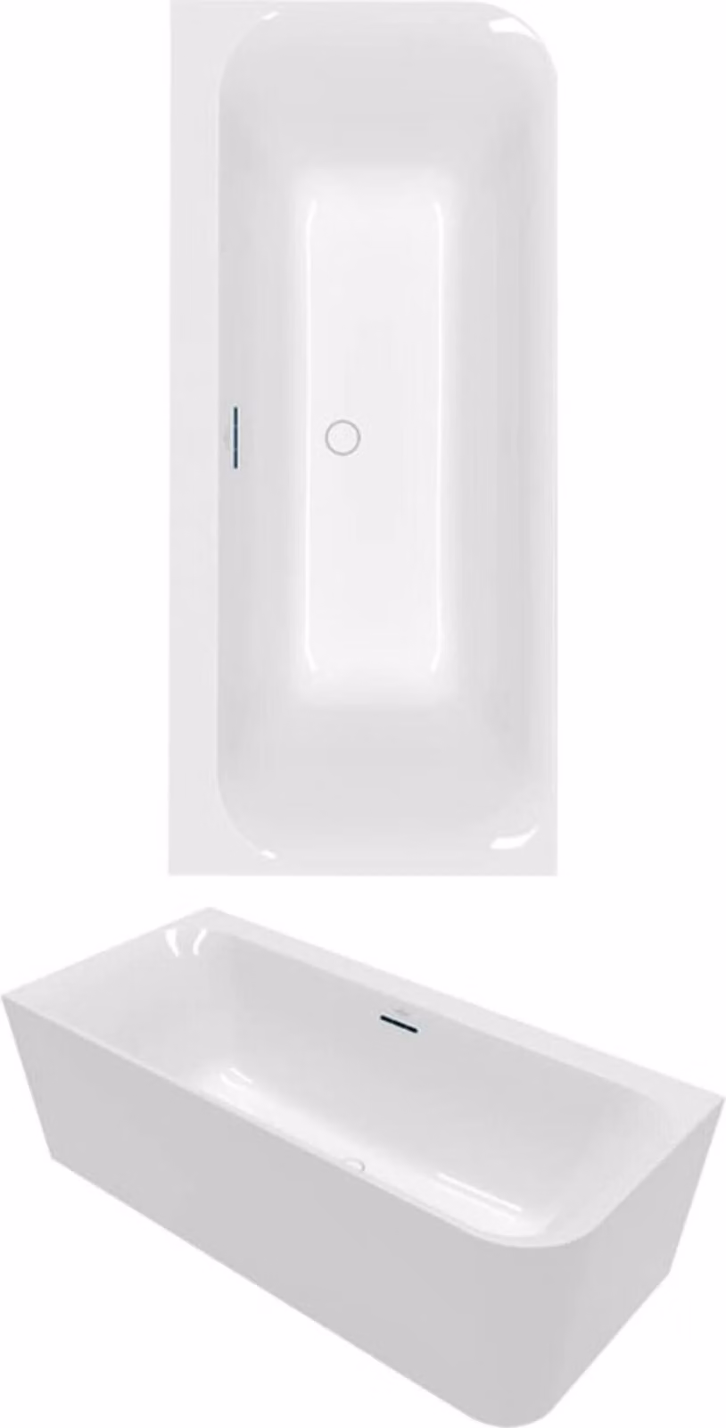 Villeroy & Boch Loop & Friends vasca semi-freestanding 180x80x44cm acrilico bianco alpin lucido