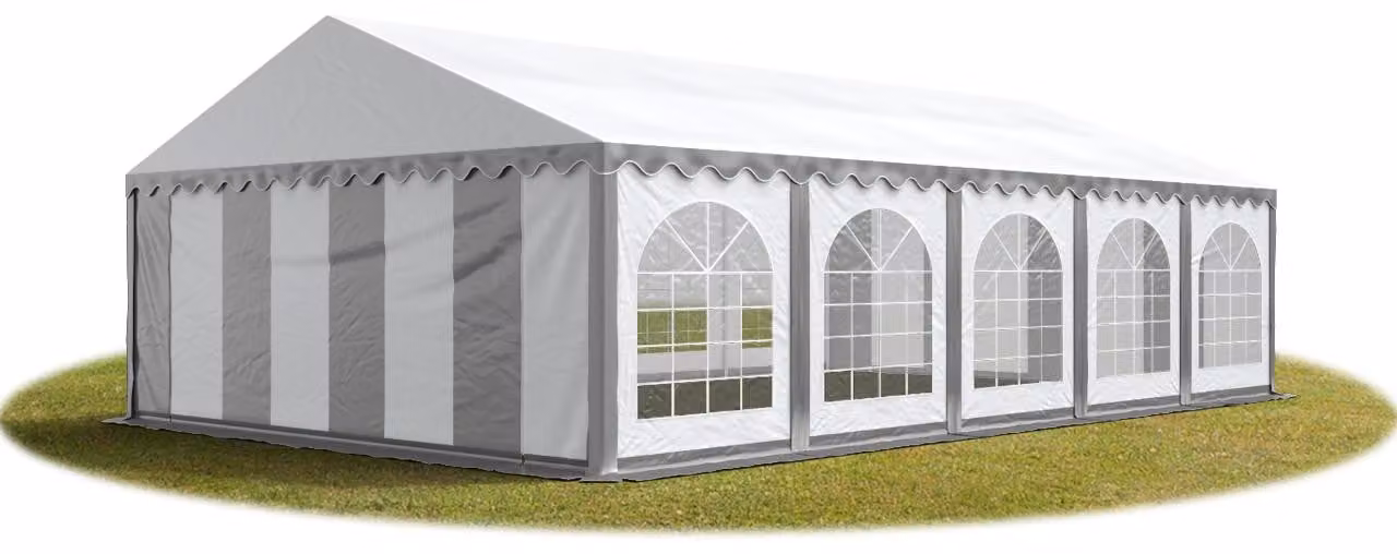 TOOLPORT 5x10 mTendone per feste PREMIUM PVC grigio-bianco 100% impermeabile Tendone da esterno Tenda party