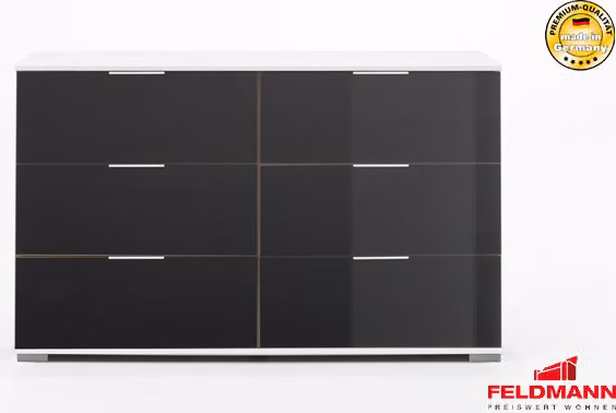 Cassettiera Easy Plus 130cm bianco / vetro grigio Nuovo