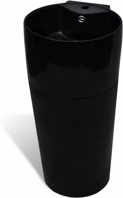 Lavandino Bagno Ceramica Nera Rotondo Foro Rubinetto/ Trabocco CFW3342767