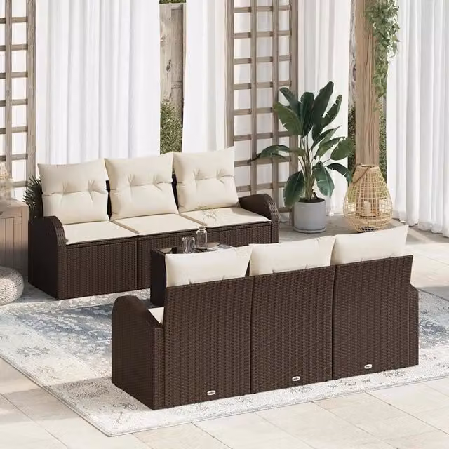Set Divano da Giardino 7 pz Marrone polyrattan 3345928