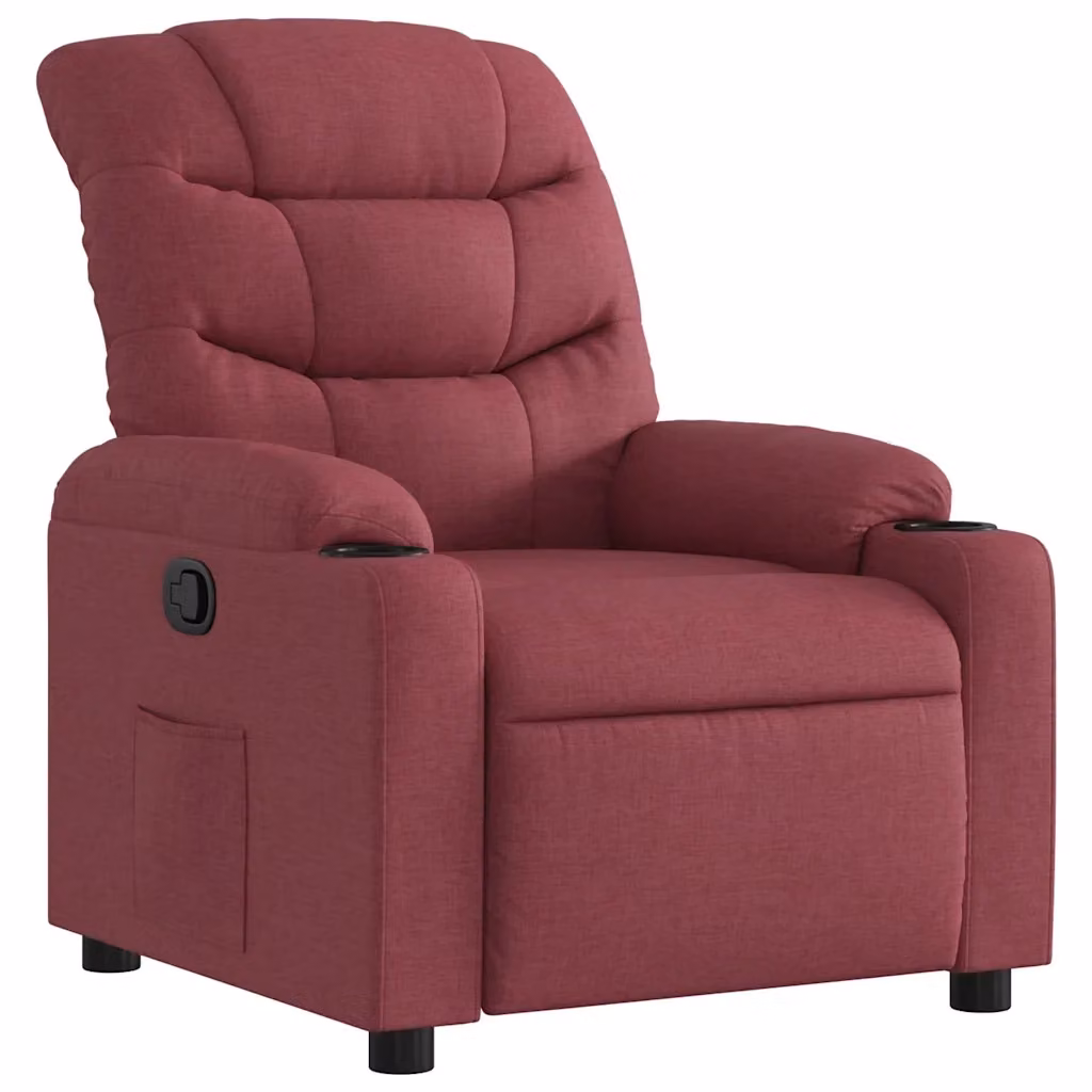 Poltrona Reclinabile Relax vidaXL in Tessuto Rosso con Braccioli e Reclinazione Manuale – 2