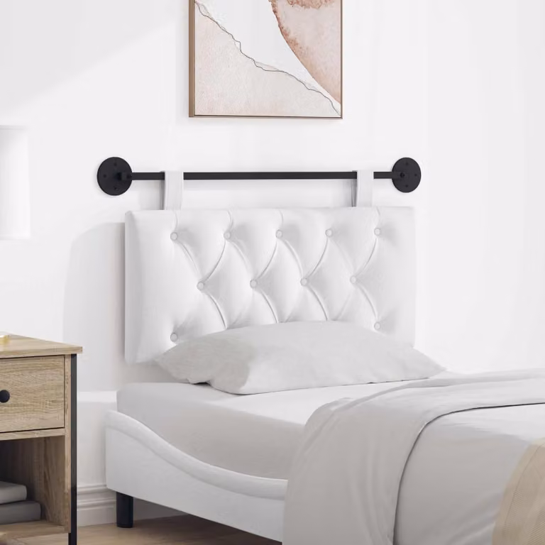 Testiera per letto sospesa vidaXL in tessuto bianco con pannello imbottito e design moderno