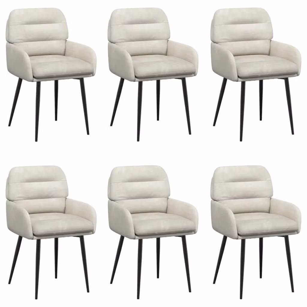 Set di 6 sedie da pranzo moderne vidaXL in velluto beige con struttura in metallo L: 59 cm, P: 59,5 cm, H: 90 cm – 2