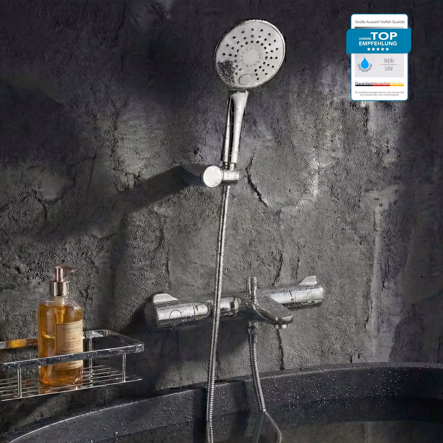 GROHE Miscelatore doccia Grohtherm 800, sistema doccia con miscelatore vasca e barra doccia BELVIT Slim e doccetta con 3 tipi di getto, senza set doccia a pioggia