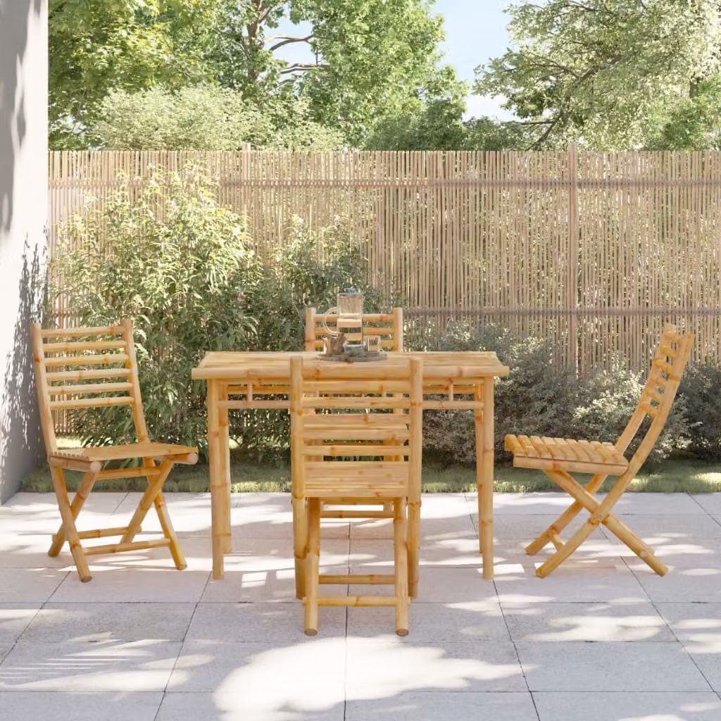 Maison Exclusive - Set da pranzo da giardino in bambù, 5 pezzi