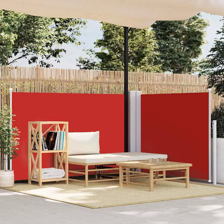 Tenda da sole laterale retrattile vidaXL rossa in poliestere e acciaio L: 600 cm, H: 120 cm