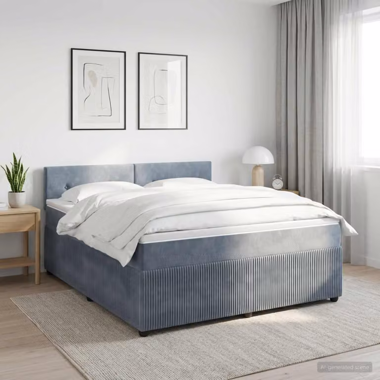 Letto box spring con materasso ibrido vidaXL in tessuto Grigio Scuro L: 160 cm, P: 200 cm