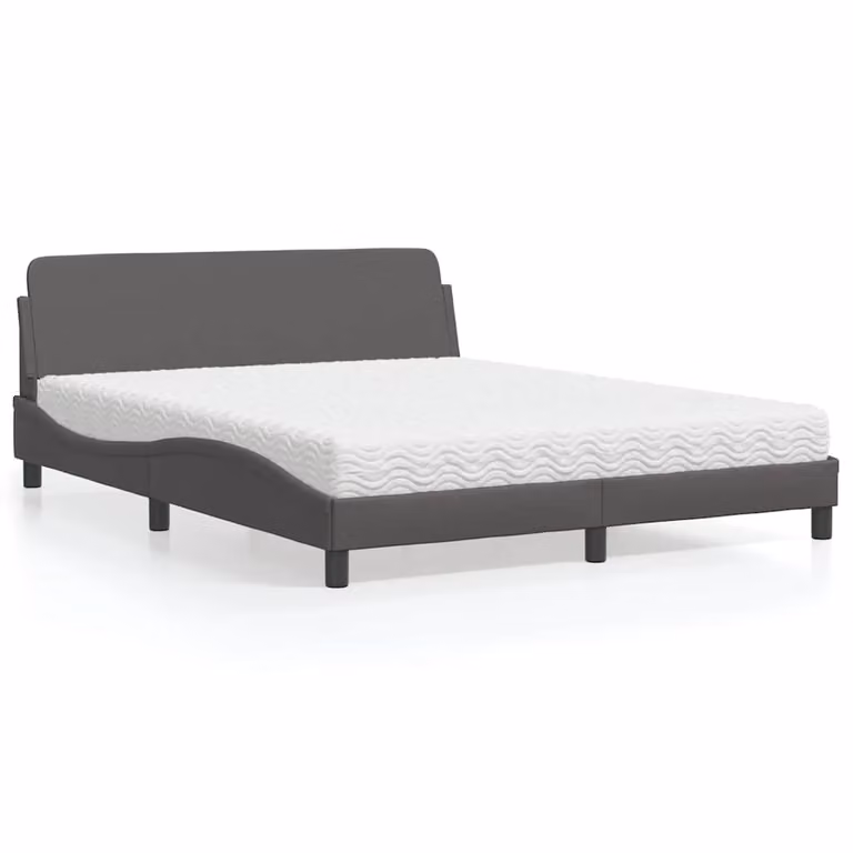 Letto con Materasso Dover vidaXL in Similpelle Grigio e Bianco, L/P/H: 160 x 200 x 218 cm