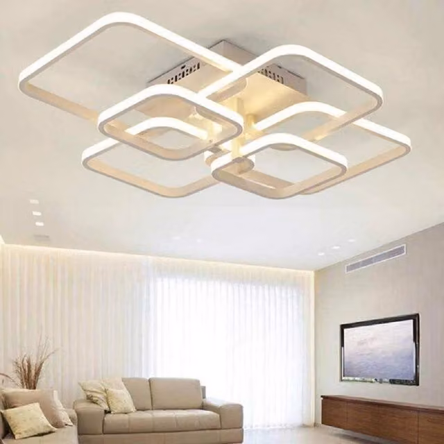 Lampadario Plafoniera LED Trade Shop Design Moderno con Quadrati Bianco C26-b