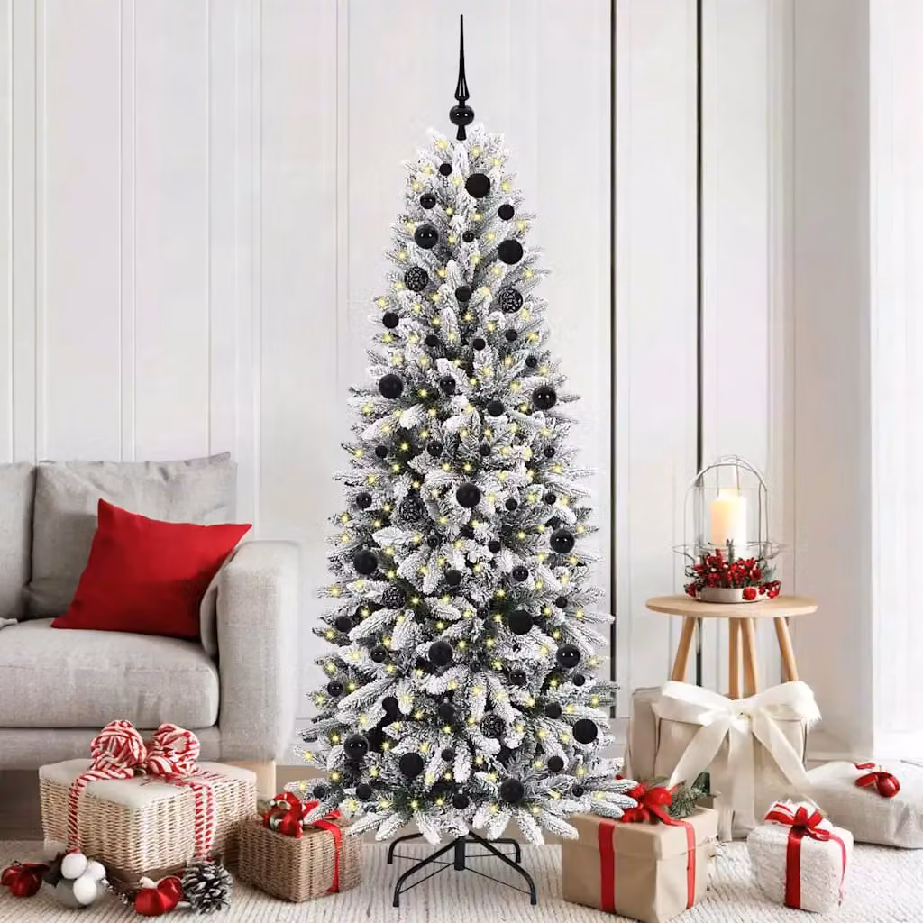 Albero di Natale artificiale vidaXL bianco e verde con luci LED warm white, Altezza: 180 cm