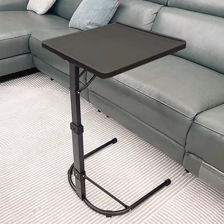Tavolino pieghevole per laptop con ruote - Altezza regolabile - Nero - 43 x 43 cm
