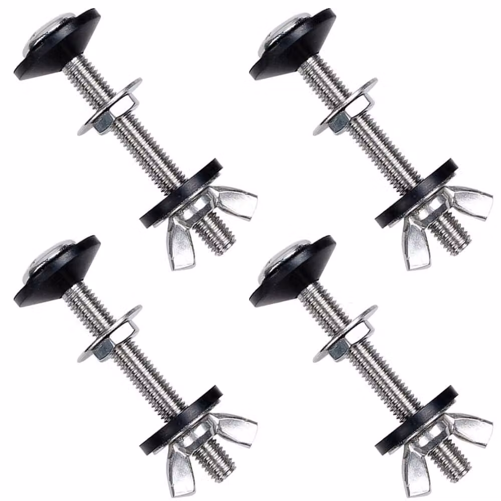 Set di 4 robuste viti per fissaggio del water, complete di anelli in gomma