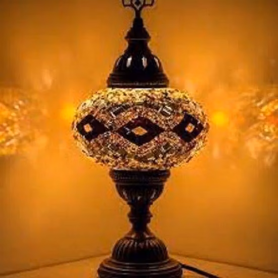Lampada da tavolo Mozaïek - Lampada da comodino orientale fatta a mano - Illuminazione d'atmosfera marocchina - Ø 13 cm - Altezza 34 cm - E14