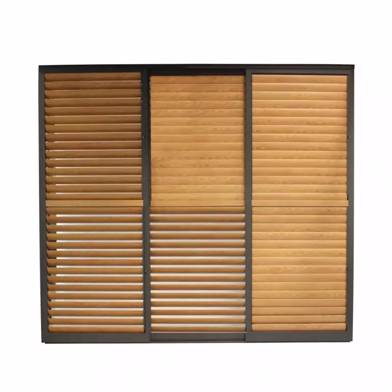 Laterale scorrevole con lamelle in alluminio marrone per pergola bioclimatica COSMA, L: 3 m – 2