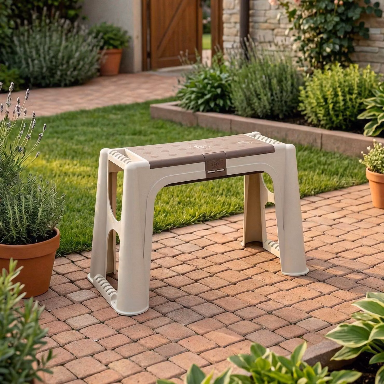 Dmora Panchina da Esterno Barry 29x58x37h cm Beige, un Posto Panca con Contenitore Italy