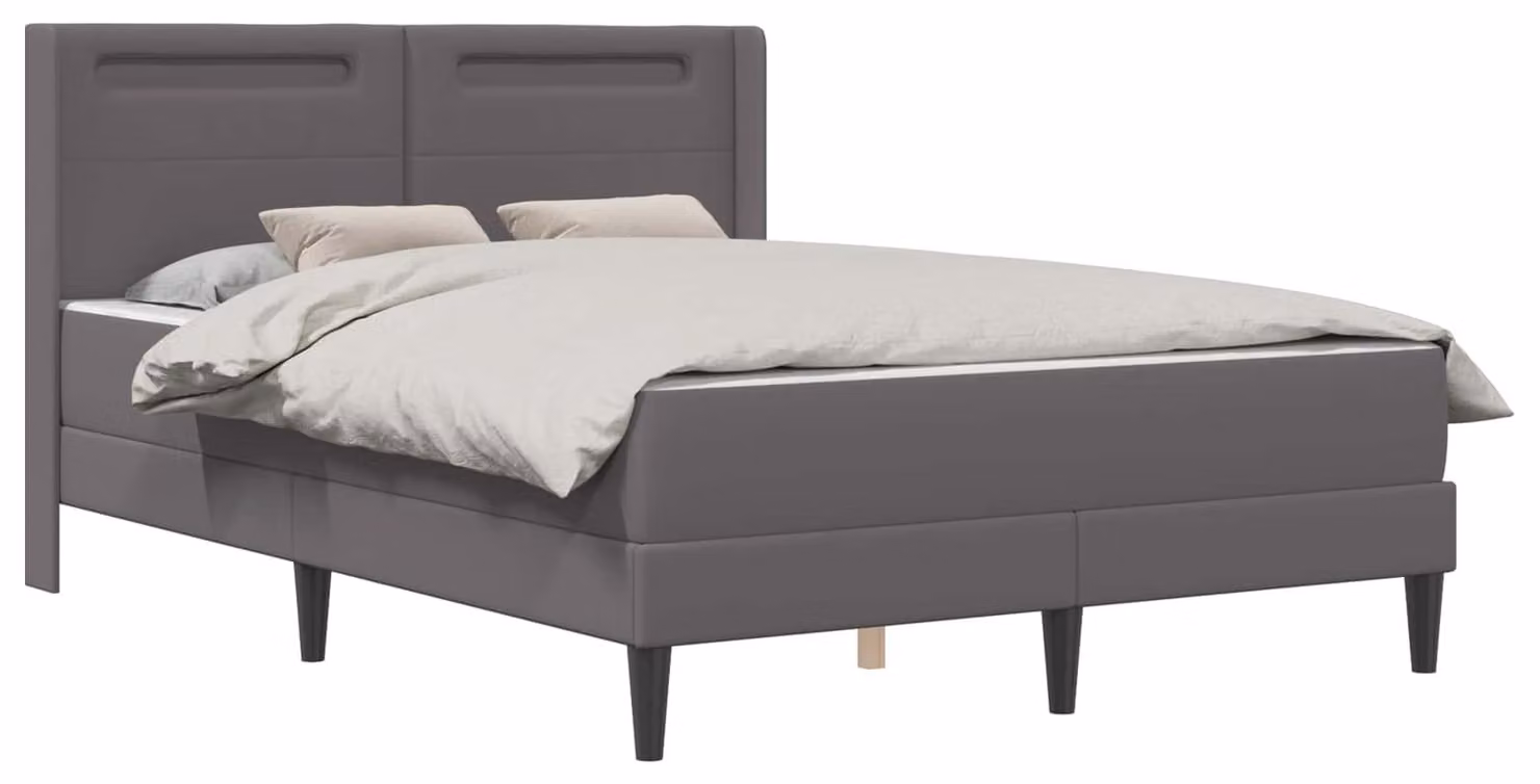 Struttura letto con materasso Grigio 160 x 200 cm Pelle finta