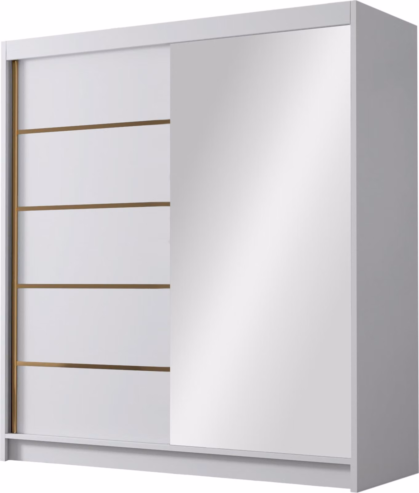 MIRJAN24 Armadio a porte scorrevoli con specchio Bali III, armadio con appendiabiti, con due ante scorrevoli, guardaroba (colore: bianco)