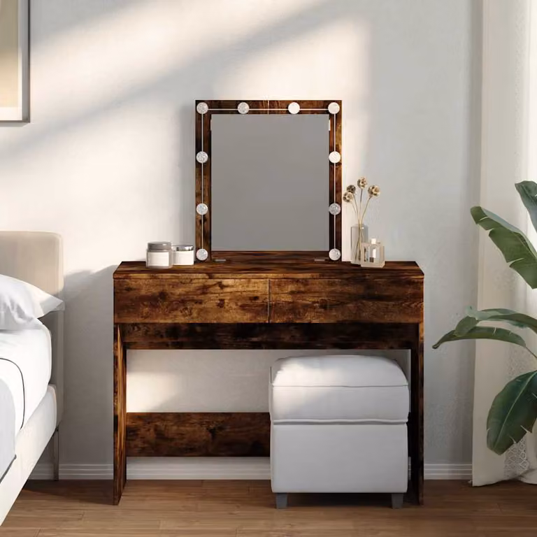 vidaXL Toeletta con LED in Rovere Fumo, L 100 x P 40 x H 130 cm