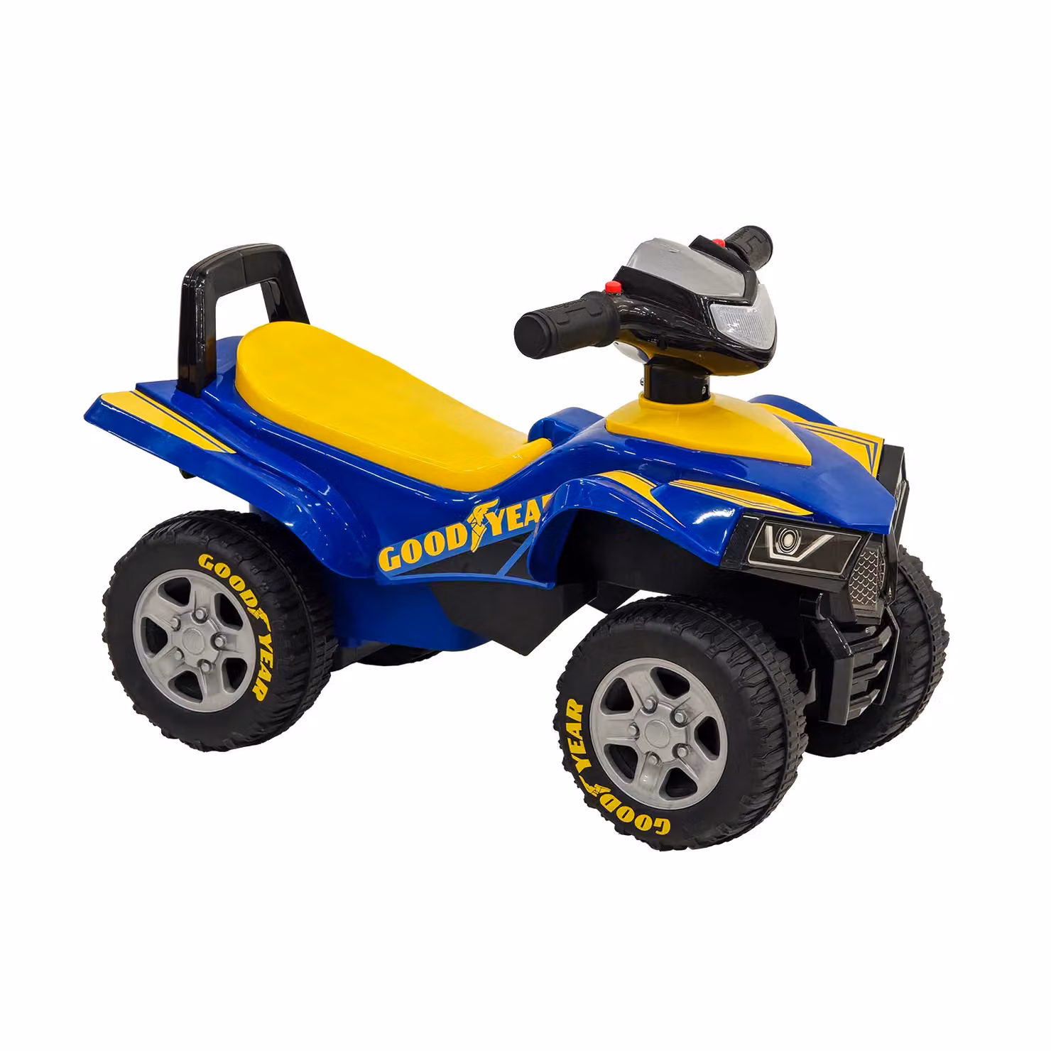 Quad Elettrico Cavalcabile Goodyear Tu Giochi con Luci e Suoni, Blu, Giallo e Nero – 1