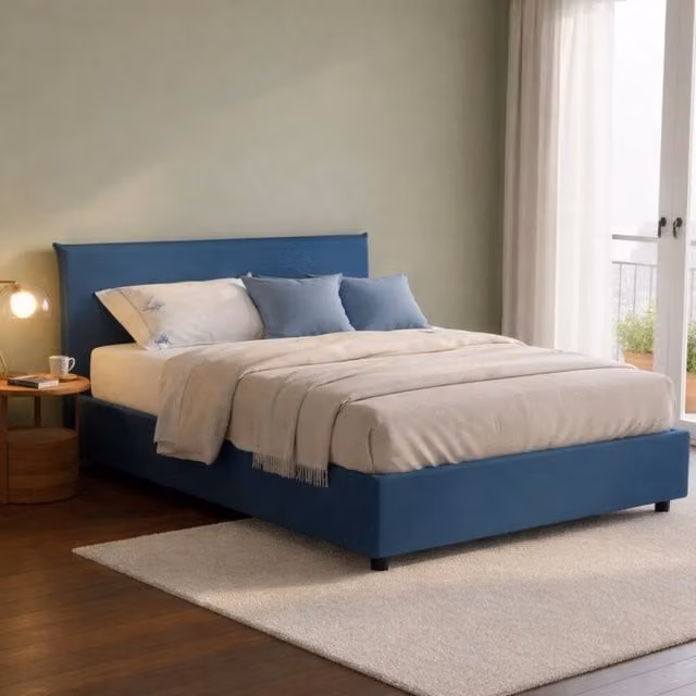 Letto Matrimoniale Anassimene Talamo Italia con Materasso Incluso, Blu, L/P: 160 x 200 cm – 1