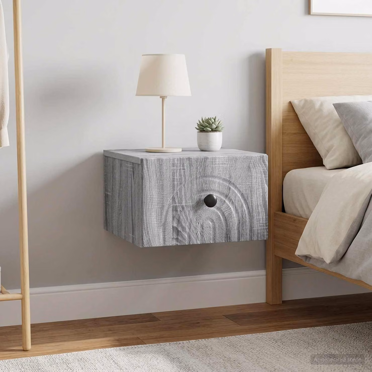 Set di 2 comodini sospesi vidaXL in Grigio Sonoma, L 33 cm x P 34,5 cm x H 20 cm