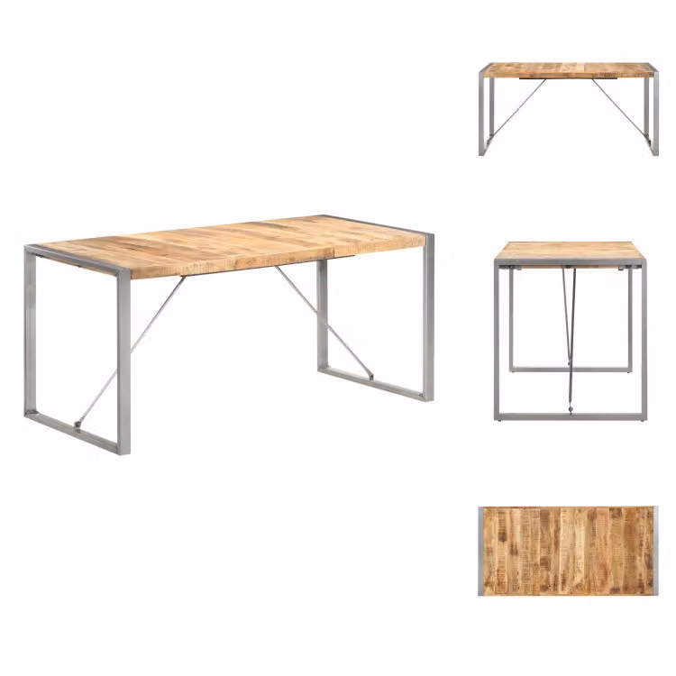 vidaXL Tavolo da pranzo 160x80x75 cm Legno massiccio di mango grezzo - Tavoli da pranzo