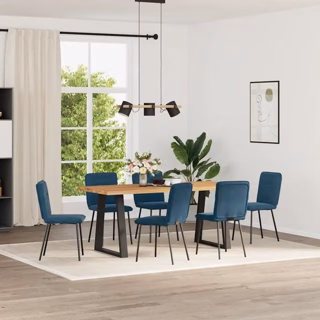 Sedie da Pranzo 6 pz Blu in Velluto 3315589