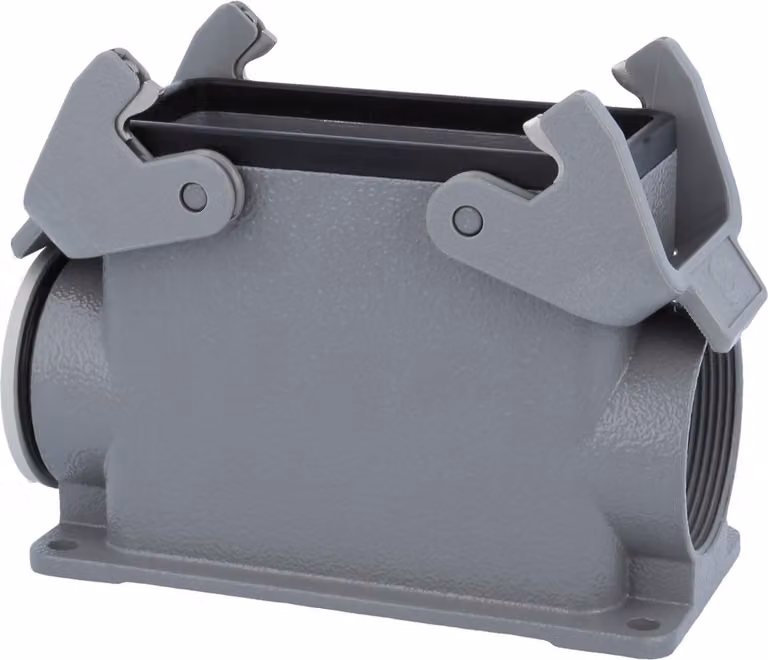 HARTING Han 16B Base alta, 1xM40 uscita cavo laterale, con 2 staffe trasversali Vite M40 Area di serraggio