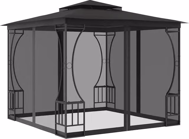 Gazebo | Pergolato con Rete 300x300x265 cm Antracite