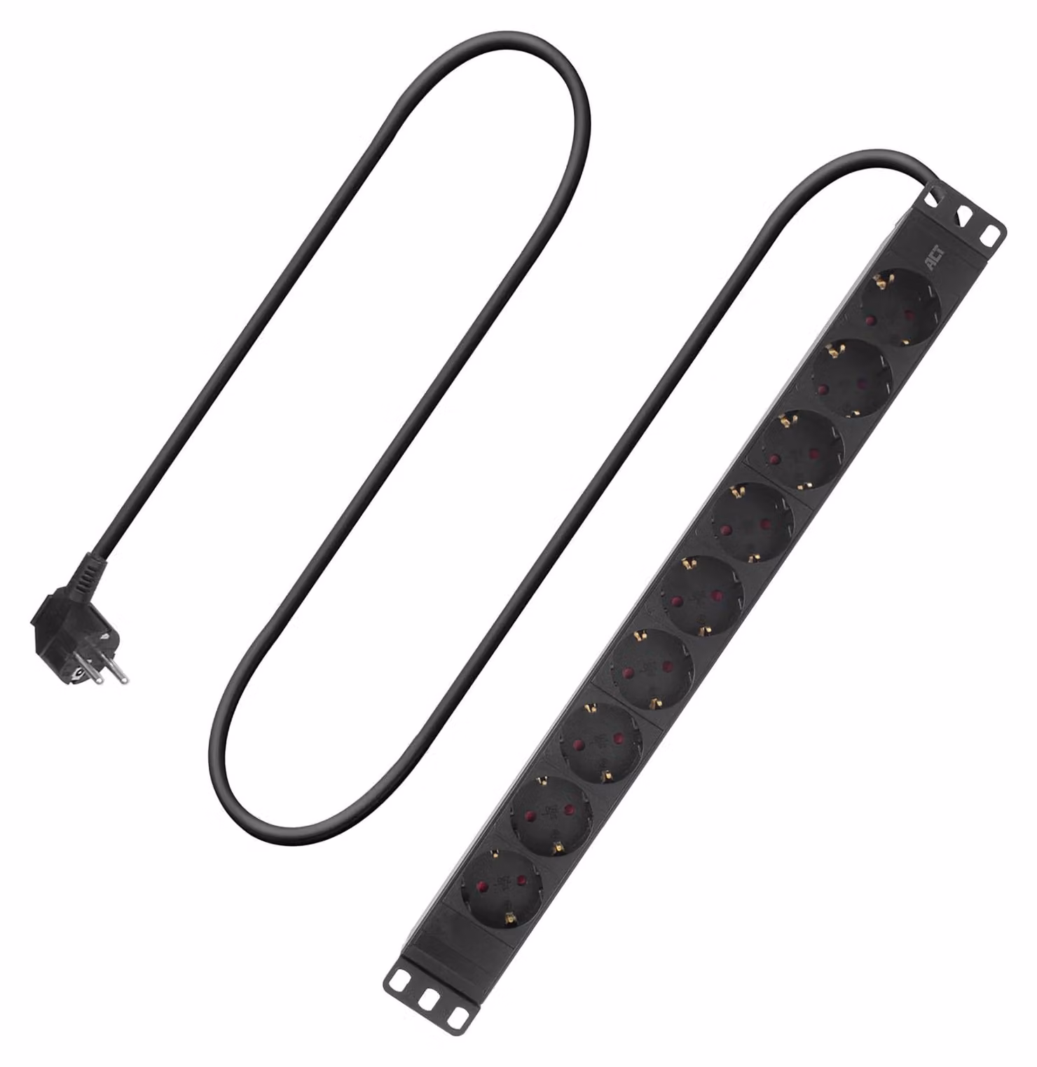 ACT PD3002, 3 m, per interni, Tipo F, Tipo F (CEE 7/7), curvo, nero