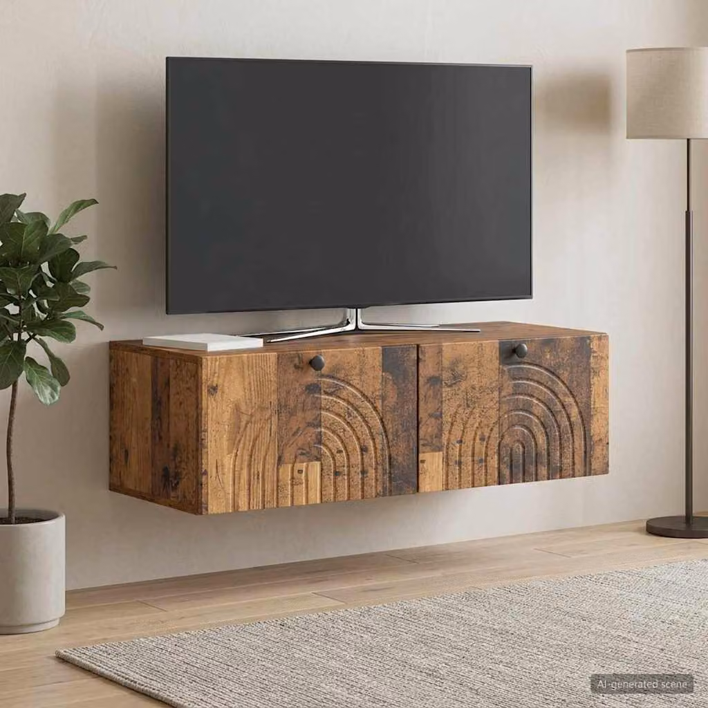 vidaXL Mobile Porta TV Moderno in Legno e Metallo, Colore Marrone, L 99 x P 41 x H 30 cm