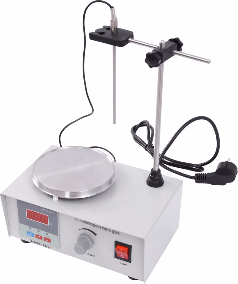 Agitatore magnetico con piastra riscaldante, 2000 ml, display digitale della temperatura e controllo preciso della velocità, argento