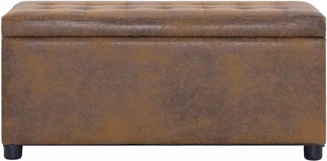 Cassapanca vidaXL in similpelle scamosciata marrone con struttura in legno di pino, L: 87,5 cm, P: 40 cm, H: 40 cm