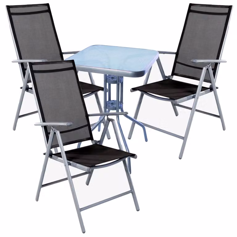 Set di sedute da bistrot Set da bistrot 4 pezzi argento/antracite