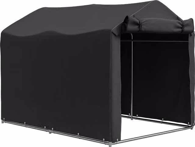 Tenda Garage per Auto Outsunny, Resistente all'Acqua e ai Raggi UV, con Porta e Finestra, Nero, L: 220 cm, P: 157 cm, H: 165 cm – 1