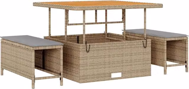 Set da Pranzo per Giardino | Set Salotto da Giardino Beige polyrattan