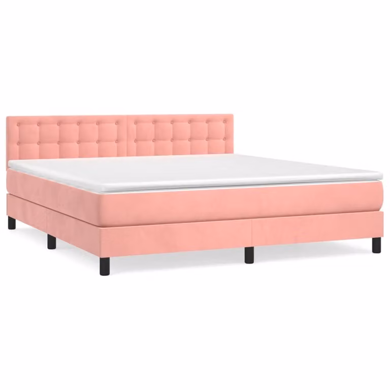 Giroletto a Molle con Materasso Rosa 160x200 cm in Velluto