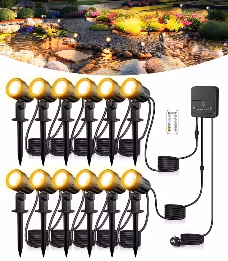 Set di 12 faretti a LED da incasso a pavimento, grado di protezione IP66, 2400 lumen, 3 temperature di colore