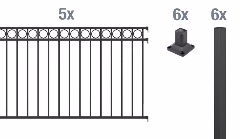 Alberts 509484 Set completo di recinzione Circle, da avvitare, nero opaco, altezza 100 cm, lunghezza 10 m