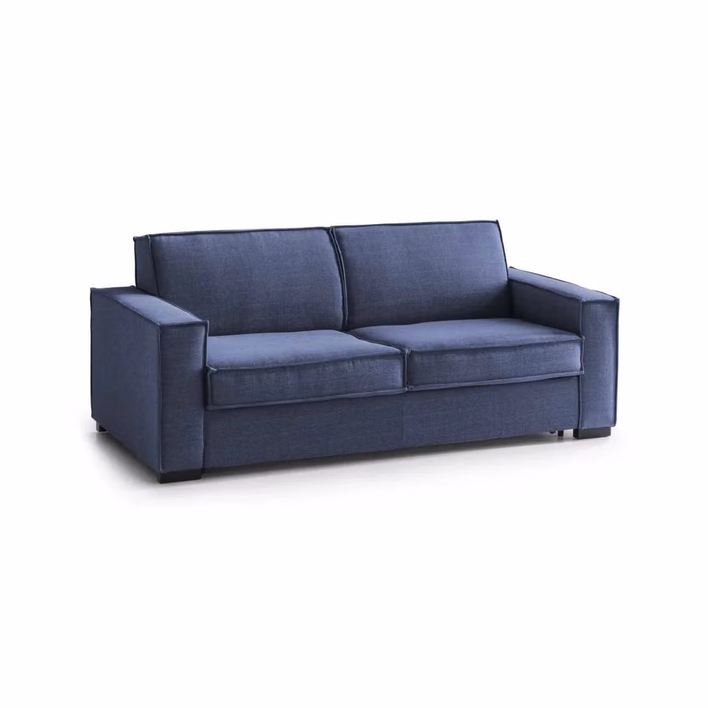 Divano Letto Adalberto Talamo Italia, Sofà 3 Posti con Apertura Girevole e Braccioli Slim, Rivestimento in Tessuto Blu, L: 200 cm, P: 95 cm, H: 90 cm – 2