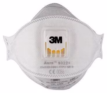 3M 7100329375 Mascherine respiratorie 3M Aura™ Comfort Cool Flow™ 9322+ FFP2 NR D DIN EN 149:2001, A1:2009, 5 pezzi