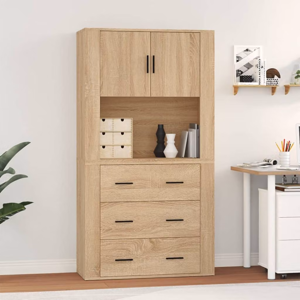Credenza moderna vidaXL in legno multistrato color rovere sonoma beige e marrone L: 70 cm, P: 33 cm, H: 80 cm