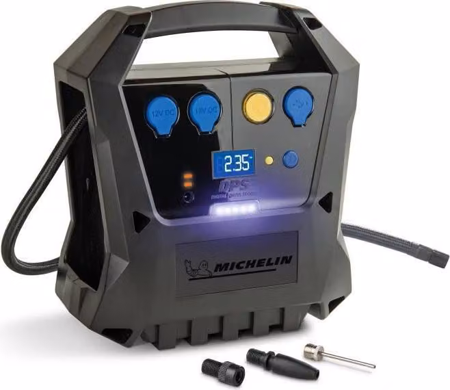Compressore d'aria ricaricabile MICHELIN, batteria 12 V 7,2 Ah 2100 mA, 3,45 bar per auto, 6,9 bar per biciclette, ricaricabile a 230 V