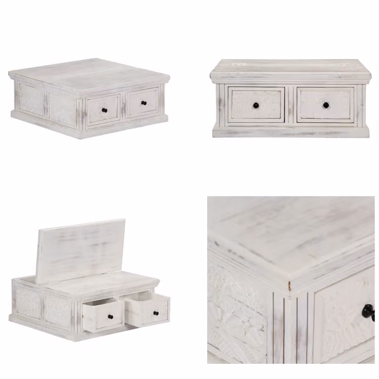 vidaXL Tavolino bianco 70x70x30 cm in legno massiccio di mango - Tavolino - Tavolini - Tavolino di legno - Tavolini di legno
