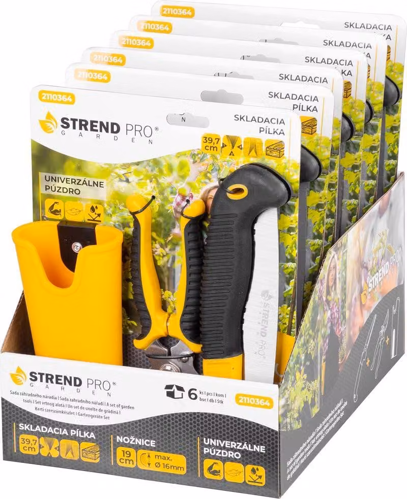 Set Strend Pro, forbici da potatura per rami, sega, custodia, set da 3 pezzi